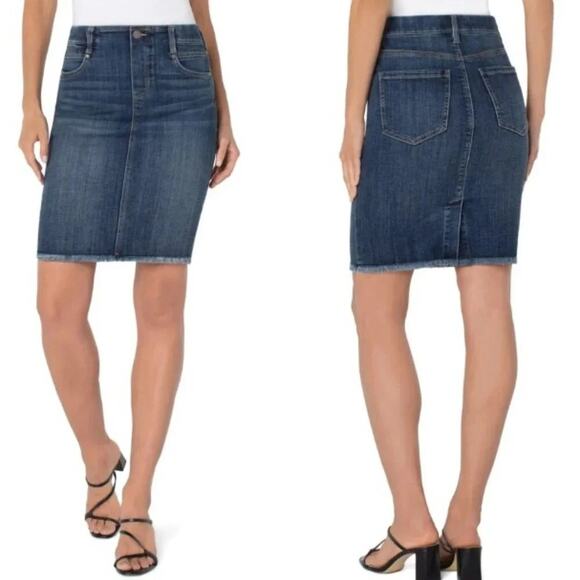 Liverpool Los Angeles Dresses & Skirts - NWT Liverpool Pencil Blue Denim Pull On Skirt Size 10/30